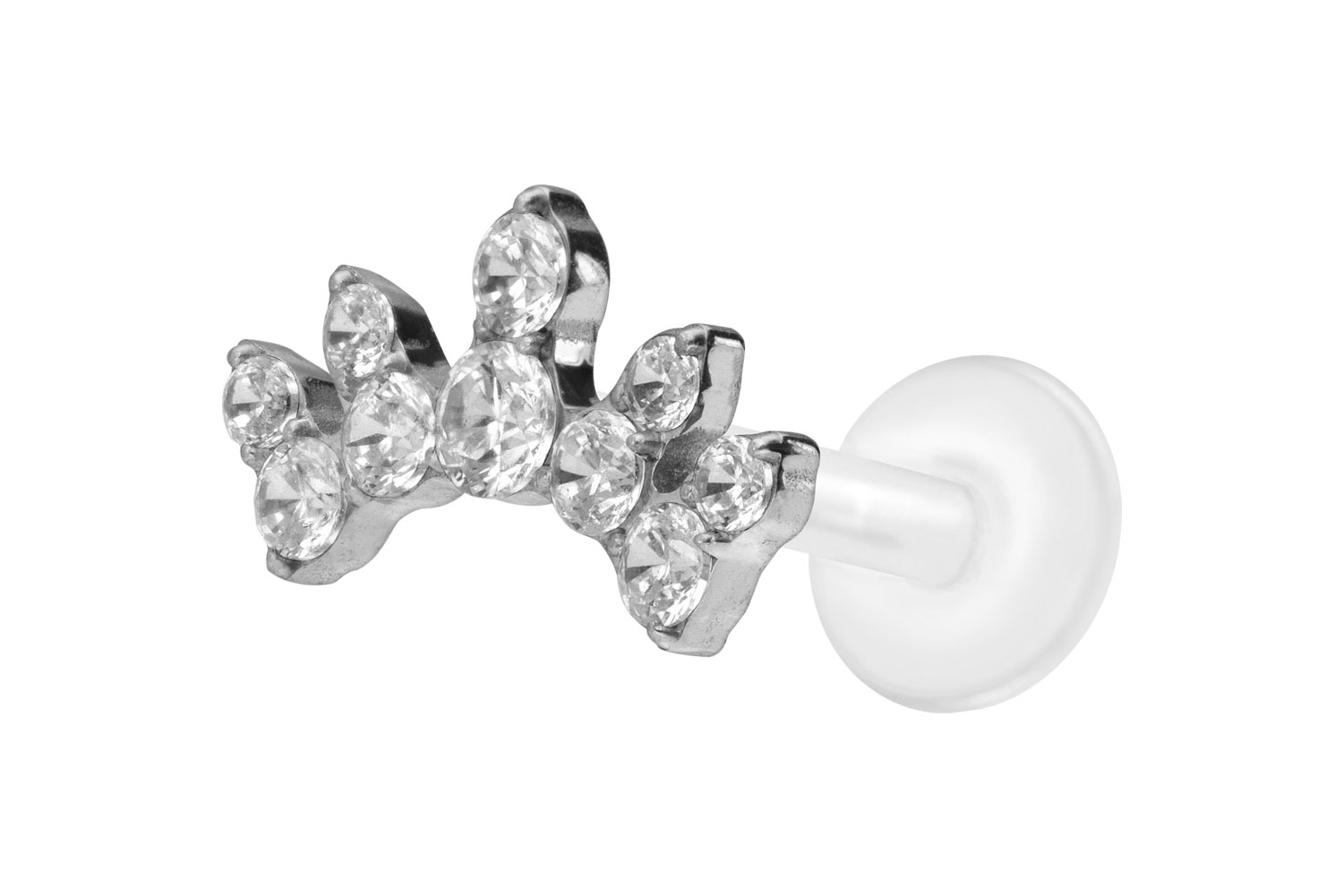 PTFE Labret Piercing mit Innengewinde + Titan-Aufsatz KRISTALLBOGEN